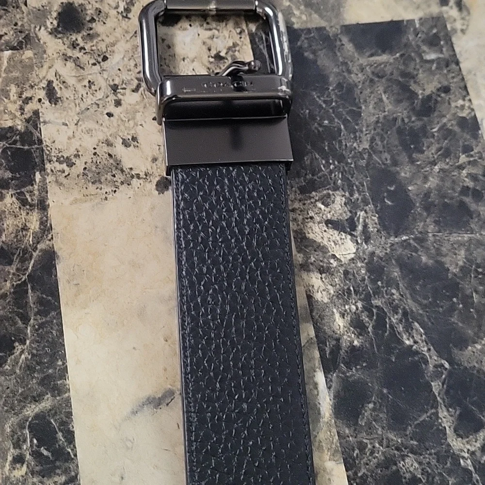 Coach Reversible Black/Brown Leather Belt with Silver Buckle